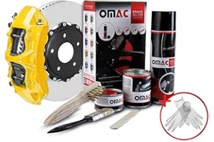 OMAC Set completo di vernice per pinza freno per auto, detergente per freni e indurente, resistente al calore, set completo per 4 pinze freni, 7 pezzi