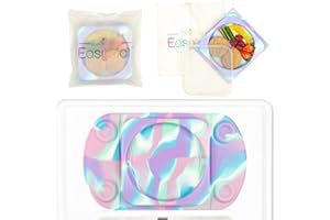 EasyMat MiniMax Silicone Baby Weaning Suction Open Bowl Plate by EasyTots | Strongest 5-Point Suction Feeding Mat with Lid and Carry Case for High Chair Feeding and Travel (Unicorn)