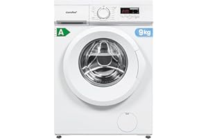 COMFEE' CFE12EW90-W Lave-linge frontal 9KG, Classe énergétique A, Moteur BLDC 1400 tr-min, 15 Programmes, Prélavage, Blanc [Classe énergétique A]