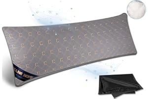 Chilling Home Almohada para dormir de lado con funda, almohada bordada para embarazadas, cojín de lactancia, cojín largo para dormir de lado (gris-dorado)