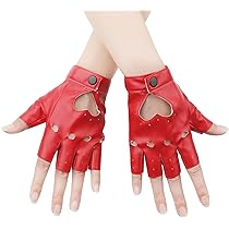 KINBOM Guantes Punk Sin Dedos De Cuero PU Con Remaches, Elegantes Para Halloween, Cosplay Y Moto, Talla única Para Mujer Y Adolescente