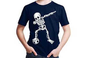 HARIZ Jungen T-Shirt Dab Skelett mit Fussball Dab Teenager Dance Weihnachten Plus Geschenkkarten