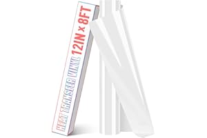 HTVDIY Heat Transfer Vinyl Roll - 12In x 8Ft White HTV for T-Shirts, White Iron on Vinyl Roll -Easy to Cut Permanent HTV for Bag, DIY on Fabric, Clothing