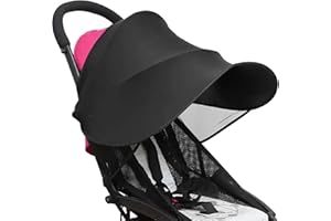 Dewocke Toldo Protector Solar Universal para Cochecito de Bebé, Parasol para Cochecito, Toldo Cochecito Bebe, Parasol Protección UV 50+ con Malla Transpirable (Negro)