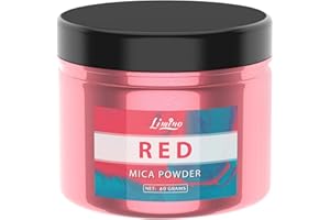 LIMINO Colorant résine époxy Métalliqu - 60g Poudre Mica Pigment de résine époxy pour Epoxy Resin, Fabrication de Savon - Mica Powder Naturel pour Art de Résine, Peinture, Nail Art, Bombe de Bain (Rouge)