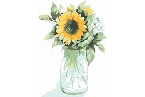 JanFebMar Peinture par Numéro Adulte Enfant, DIY Paint by Numbers Kit sans Cadre 40 x 50 cm, pour Décoration Intérieure,Tournesol