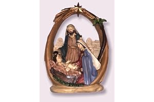 SUPwave Weihnachtskrippe mit Figuren (handbemalt), Heilige Familie, Weichnachten, Krippe, Handbemalt