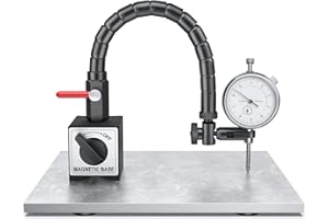 AccuGrapha Präzisions-Messuhr mit Magnetstativ, Mechanisch Messuhr 0-20mm Messbereich, 0,01mm Genauigkeit, Stahlbasis mit Zentralklemmung (80kg Haltekraft) – Ideal für Werkstatt & Industrie