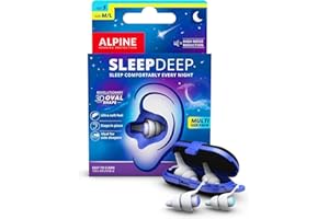 Alpine SleepDeep zatyczki do uszu do spania - S + M/L (2 pary) - zatyczki 3D z żelem tłumiącym hałas - miękkie filtry do spania na boku - redukują chrapanie i hałas
