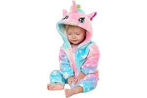 YLLSOPHAN Baby Boys Girls Unicorn Onesie Fleece Animal One-piece Pajamas Infant Toddler Winter Romper Hoodie Lion Bear Panda Bunny Bull Dinosaur Crocodile Jumpsuit Outfit Bodysuits Extra Thickness