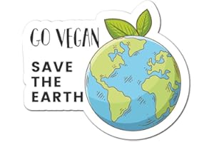 STICKER COLLECTIVE Go Vegan Save The Earth Sticker Decal Vegan Plant Vegetarian Food Laptop Planet