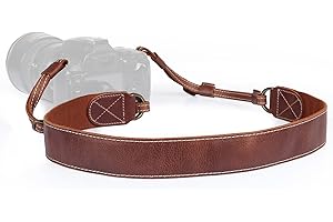 MegaGear MG1514 SLR, DSLR Correa Ajustable de piel auténtica con Porter alrededor del cuello sobre l 'hombro (marrón)