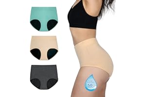 TIICHOO Bragas Menstruales Cintura Alta Flujo Abundante Rope Interior Mujer Regla Periodo Cómodo Respirable Absorbente y Lavable
