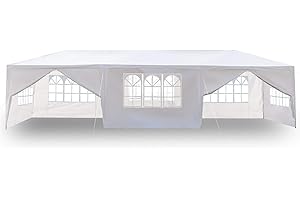 Outvita Tonnelle de Jardin, Tente de Réception Jardin avec 8 Bâches Amovibles pour Fête/Mariage/BBQ, 3x9x2,6m