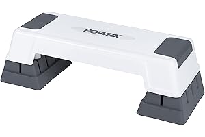 ‎POWRX POWRX Aerobic Steppbrett 12/17/24cm (3 Stufen) Weiß I Stepper höhenverstellbar und rutschfest für Aerobic, Gymnastik und Fitness I Home Step Stepbench