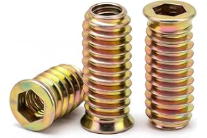 Drenky ‌40 Pièces M6 écrou Hexagonal Fileté‌, Insert Fileté Bois‌ M6 X 20mm ‌écrous à Visser ‌Manchons à Visser‌ Galvanisés pour Meubles en Bois