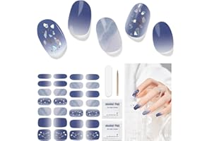 UBAXQURU Uñas de Gel Pegatinas - 28Pcs Uñas Gel Semicurado Envoltura Completa Pegatinas de Envoltura de Uñas Autoadhesivas Con Lima de Uñas y Palo Uñas Para Arte de Uñas DIY Requiere Lámpara UV/LED