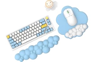 MAMBASNAKE Cloud Mouse Pad e Tastiera Poggiapolsi Set di Supporto con Sottobicchiere, Comodo Cuscino da Polso in Memory Foam Supporto Mousepad con Base Antiscivolo, Ergonomico
