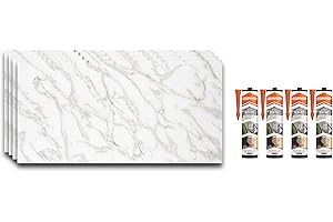 IZODEKOR Rivestimento Murale Aspetto Marmo - 4x pannelli + 4x adesivi di montaggio - Alternativa Piastrelle Bagno/Cucina, Pannelli Pareti Doccia, Posteriori Cucina | Calacada