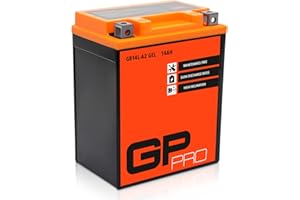 GP-PRO GB14L-A2 12V 14Ah GEL Batterie de démarrage (compatible avec YB14L-A2 / 51411) (Sans entretien/Scellé) Moto Accumulateur