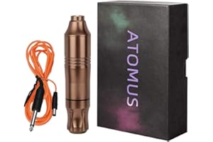 ATOMUS Rotary Tattoo Machine Tattoo Pen Cartridge Machine Gun Liner Shader with DC Cord 9000r/m Motor Zinc Alloy Tattoo Machine Kit for Body Art Tattoo(Champagne)