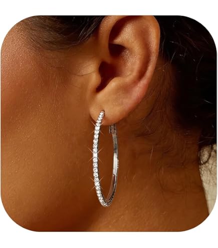 Orecchini Grandi A Cerchio In Argento 925 Vintage Con Perline - Gioielli Etnici Bohémien Ipoallergenici Per Donna E Uomo, Diametro 3,5 Cm