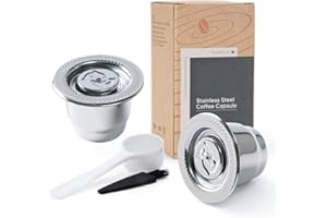 BENFUCHEN Capsule à café réutilisables rechargeables espresso Capsule réutilisables espresso Pod Espresso Capsule en acier inoxydable compatibles avec les cafetières Nespresso OriginalLine (2 capsule)