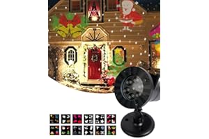 TEDD LED Projektor Weihnachten Lichter 12 Folien Wasserdicht Projektionslampe für Innen und Aussen Weihnachts Dekoration Geburtstag Party Hochzeit Garten Bar