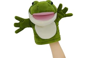 lilizzhoumax Simulation Frog Hand Puppet Plush Toy Stuffed Animal Plush Fluffy Frog Cute Role-Playing Child Interactive Early Education Toys Home Decoration birthday Gift for Kids boys girls