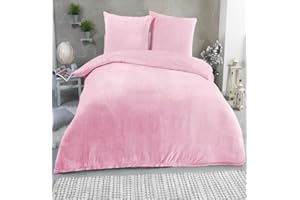MALIKA Winter Plüsch Bettwäsche Nicky-Teddy Cashmere Coral Fleece 135x200 155x220 200, Größe:135 x 200 cm, Designe:ROSA