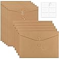 Goodern 10PCS A4 Envelopes Kraft Paper Folders with Sticker,File Project Pockets Document Organizer with String,Booklet Bag with Button for Mail,Bills,Invitations,School Office Supplies-22.5 * 33cm