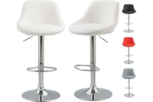SG Traders Bar Stools Set, Adjustable Swivel Gas Lift, Footrest, and Base Designed for Comfort and Sophistication, Stylish Comfortable Seating for Your Kitchen or Dining Room (2 PC, White)