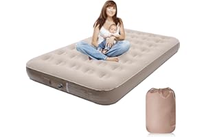 Small Double Airbed, Kitxedas NO Plug Needed- JUST 1 Click UP/DOWN, Air Bed Double with Built in Pump Electric Inflatable Mattress Self Inflating Guest Bed Blow up Mattress for Camping/Home, 198x125cm