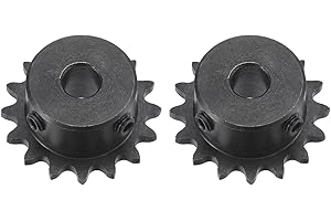 sourcing map #25 Kette Rolle Zahnrad 8mm Bohrung 1/4" Abstand 16 Zahn Einzeln Strand Kette Ritzel C45 Karbonstahl 25 Rolle Kette Ritzel mit Set Schrauben für ISO 04C Kette 2Stk