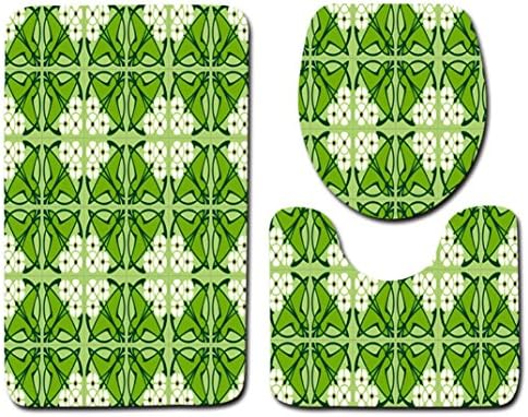 Bathroom Mat Set Rainbow Rose Pattern Bath Rug Bathroom Anti Slip Shower Mat and Toiler Mat Sets , 4