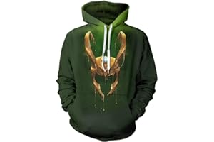 QYIFIRST Unisex 3D Print Anime Hoodie Sweatshirt Superhero Loki Cosplay Costume Green M (Chest Circumference 107 cm)