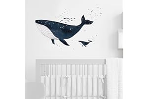 astylishome Wall Stickers for Bedrooms for Boys Blue Whale Animal Decal Sticker Mural Stick on Wallpaper for Kids Room Decor Baby Nursery Classroom Walls Art 1418
