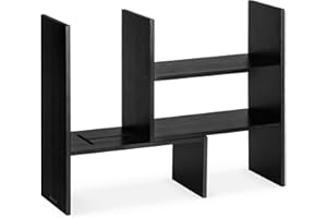 Navaris Organisateur bureau modulable - Support rangement réglable en bambou 51 x 40 x 15,5 cm - Double étagère bureau salon salle de bain cuisine