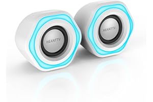 HEANTTV Computer-Lautsprecher, Mini-Lautsprecher mit Stereo USB Powered 3.5mm AUX-in Portable Lautsprecher für PC, Laptop, Notebook, Desktop (Weiß) (USB+3.5MM)