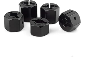INJORA RC 12mm Mitnehmer 4pcs Hex Hub Adapter Metal Zubehör Set für 1/10 RC Crawler Axial SCX10 90046 Tamiya MST (Schwarz, 7mm)