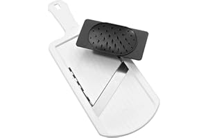 Fackelmann Mandolina de Cocina profesional ajustable para cortar verduras con Protector de Dedos, polímero y acero inoxidable, colores Blanco y Negro, 32x12, 5cm, 1 ud