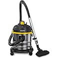 AGARO Ace 1600 Watts, 21.5 Kpa Suction Power, 21 litres, Wet&Dry, Stainless Steel HEPA Filter Vacuum Cleaner with Blower Function, Washable Dust Bag, Yellow/Steel, 1 Piece