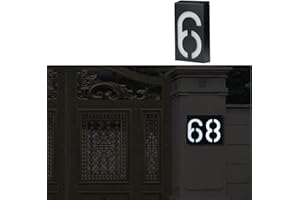 TINYOUTH Hausnummer Beleuchtet Solar - Nummer 6, Solar Türnummer Hausnummernschild Beleuchtet für Wand, 6 LED Hausnummernleuchte mit Lichtsensor, IP55 Wasserdicht Hausfinder für DIY Hausschild