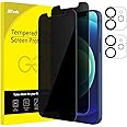 JETech Privacy Screen Protector for iPhone 12 6.1-Inch with Camera Lens Protector, Anti Spy Tempered Glass Film, 2-Pack Each