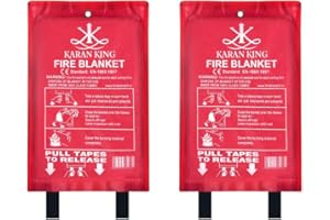 KARAN KING - 2 Pack Premium Fire Blanket for Ultimate Fire Safety Flame-Retardant Protection for Home, Kitchen, Caravans, Garages - Heat-Resistant, Versatile, and Quick Unfolding with Loops