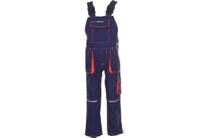 Planam Unisex Basalt barnshängselbyxor "Junior" storlek 170/176 i oliv/orange (1-pack)
