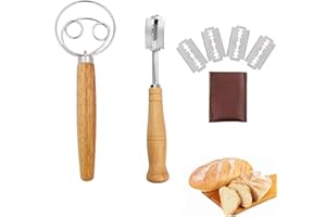 HELWEET Taglierino per Pane, Lama Pane, Coltello da Panettiere, Lama Bread, Frusta Per Pasta Di Pane, Frusta per Impasto, Frusta per Pasta Danese, Coltello per Impasto con 5 Lame, per Tagliare la Pasta
