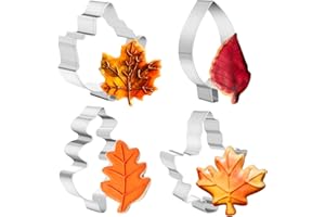 PTaizjjz Set di formine per biscotti autunnali, 4 pezzi, a forma di foglia d'acero, foglia di quercia, formine per biscotti, per autunno, Ringraziamento, decorazioni per feste di Natale