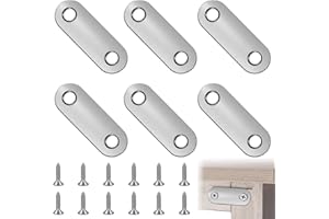 ZELHYEUU 6 Pièces Supports d'Angle Plats, Équerre de Fixation Droit Plats, Équerres Plate en Inox, Pattes d'assemblage avec Vis, Pattes D'assemblage en Métal, avec 12 Vis