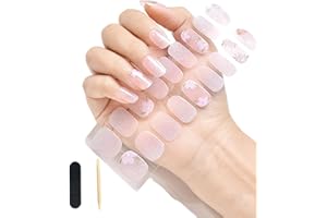 LCMEI Uv Nails Gel Nail Stickers DIY Tiras de uñas de gel semicurado, pegatinas de gel de larga duración con acabado de gel brillante, adhesivo completo Nail Art Wraps Strips Kit impermeable (#253)